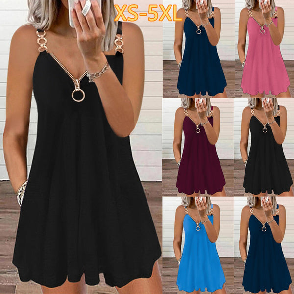 V-Neck Sleeveless Casual Dress